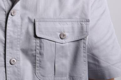 灰色短袖純棉吸汗工作服訂做細節(jié)圖